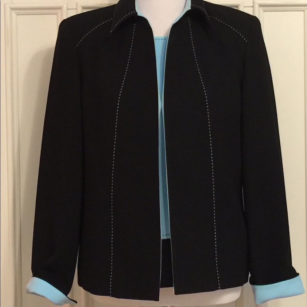 Studio I Black & Turquoise 3-Piece Pant Suit